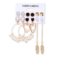 Load image into Gallery viewer, Women's Earrings Set Tassel Pearl Earrings For Women Bohemian Fashion Jewelry 2020 Geometric kolczyki Hoop Earings
